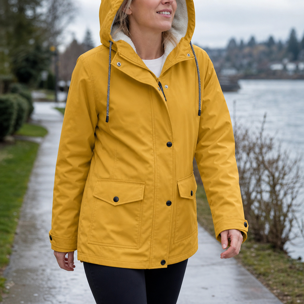 Cozynara Fleece-Lined Hooded Windproof Jacket - Elena Harper