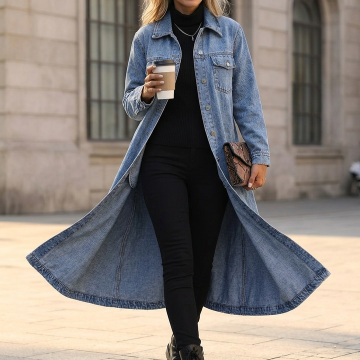 Denara Longline Oversized Denim Coat - Elena Harper