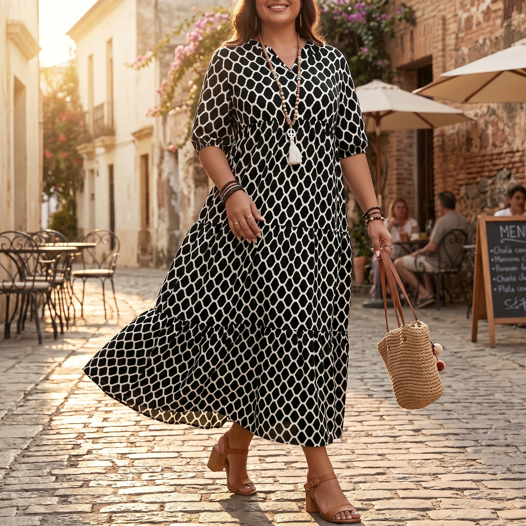 Curvella Women's Boho Maxi Dress with Pockets - Elena Harper