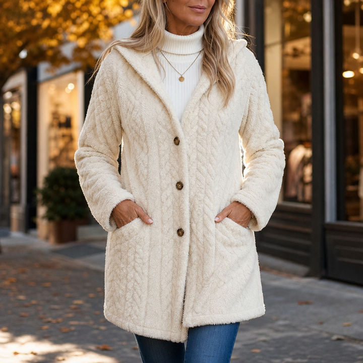 Cinchwarm Cable-Knit Hooded Long Cardigan - Elena Harper