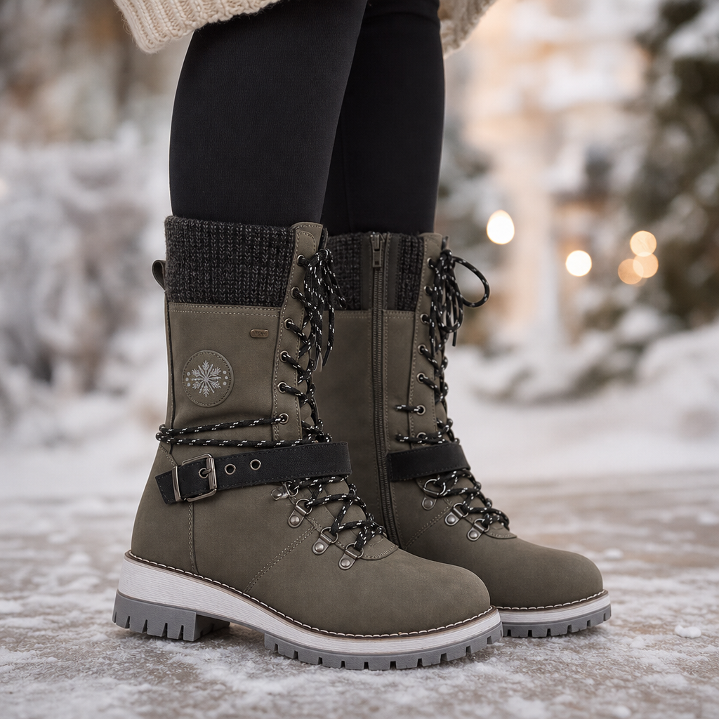 Cozette Knit-Shaft Wide-Foot Winter Boots - Elena Harper