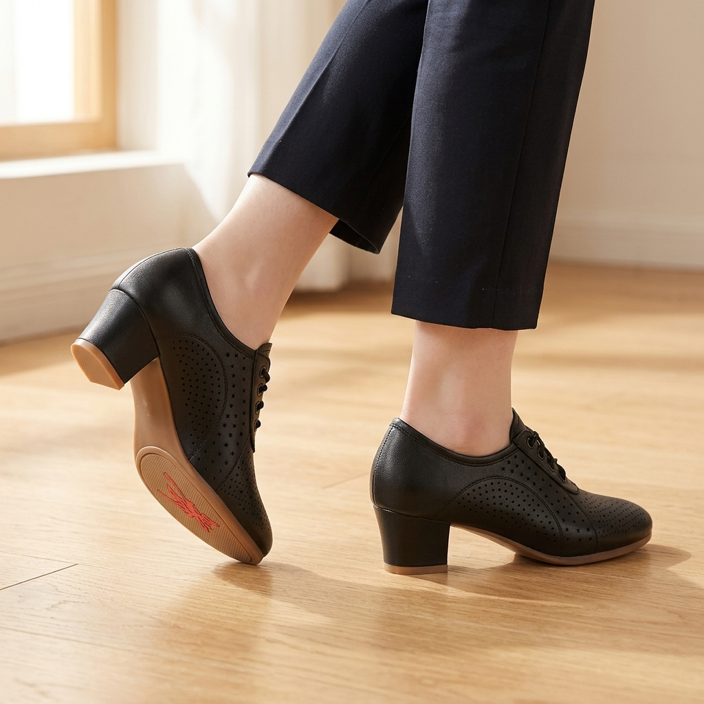 Aerella Women's Breathable Perforated Block Heel Shoes - Elena Harper