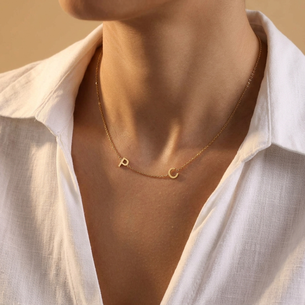 Auriela Personalized side initial necklace - Elena Harper