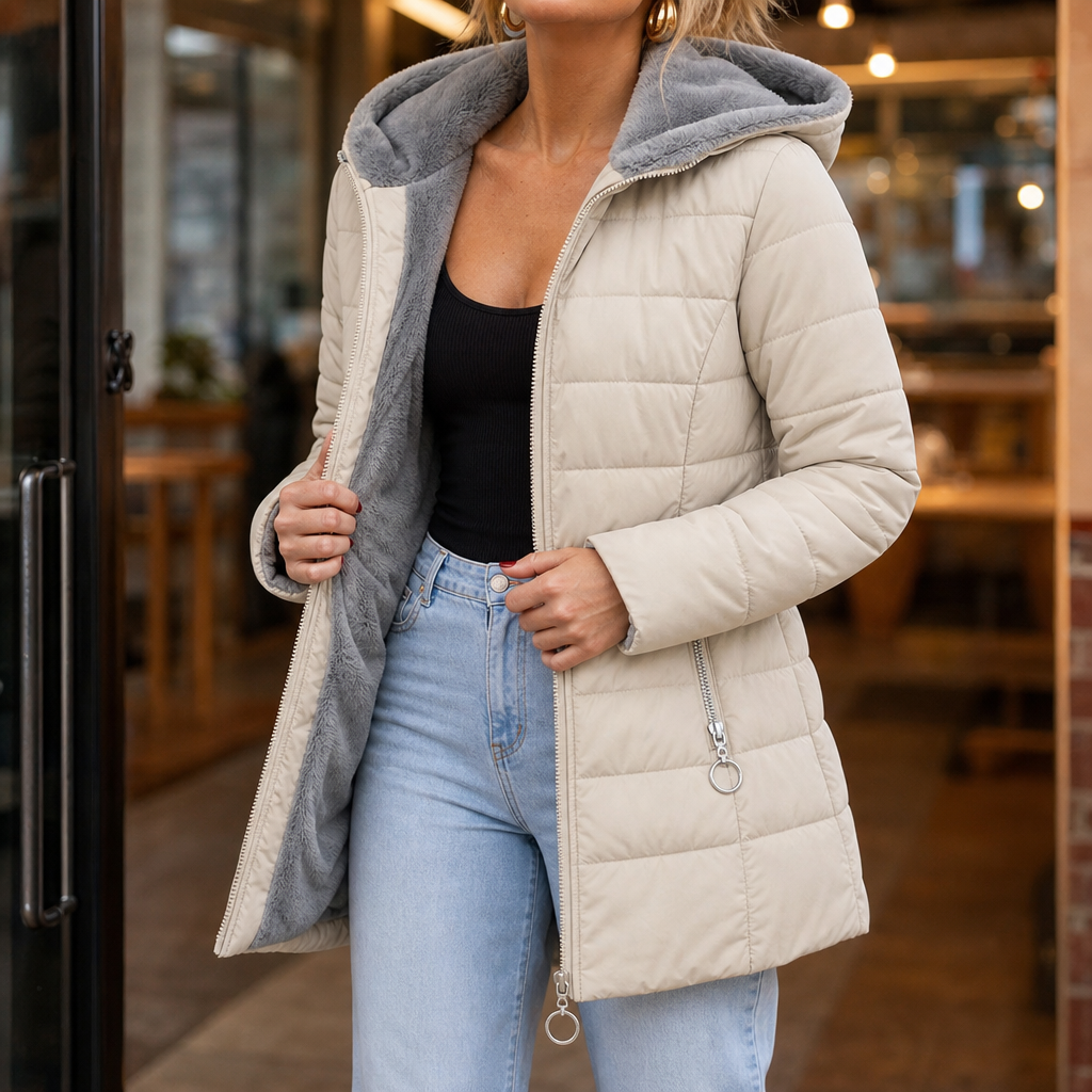 Cozelle Quilted Hooded Insulated Puffer Coat - Elena Harper