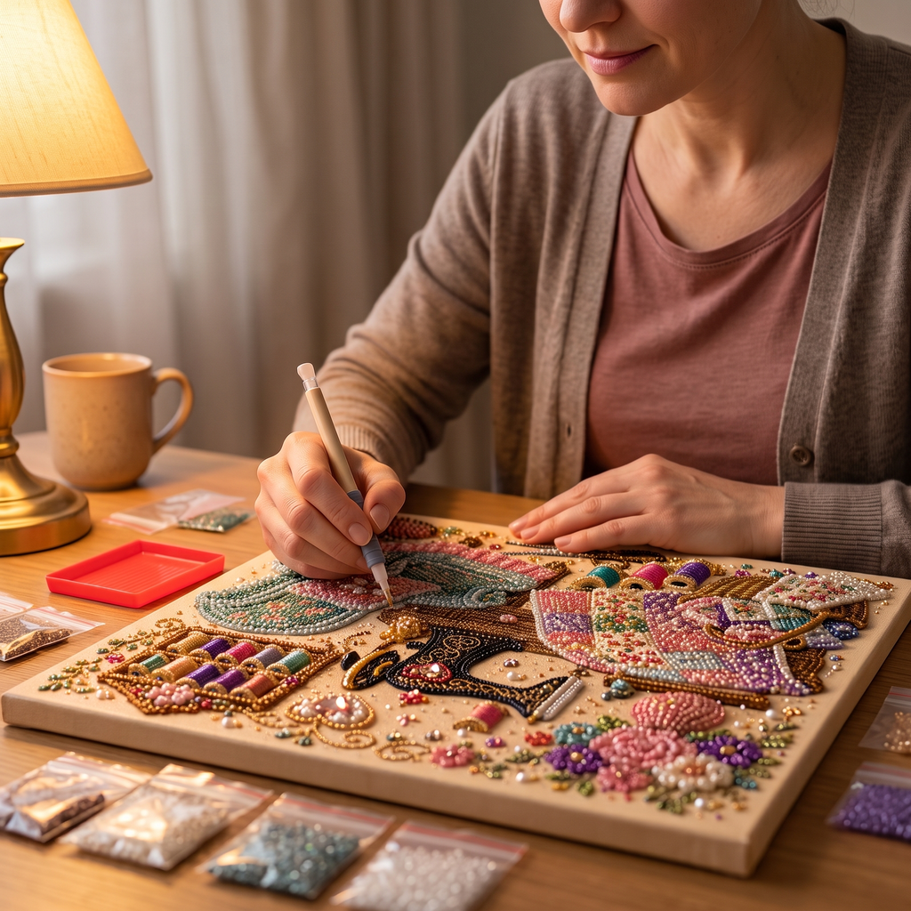 CozyGlow Sewing Room Diamond Painting Kit - Elena Harper