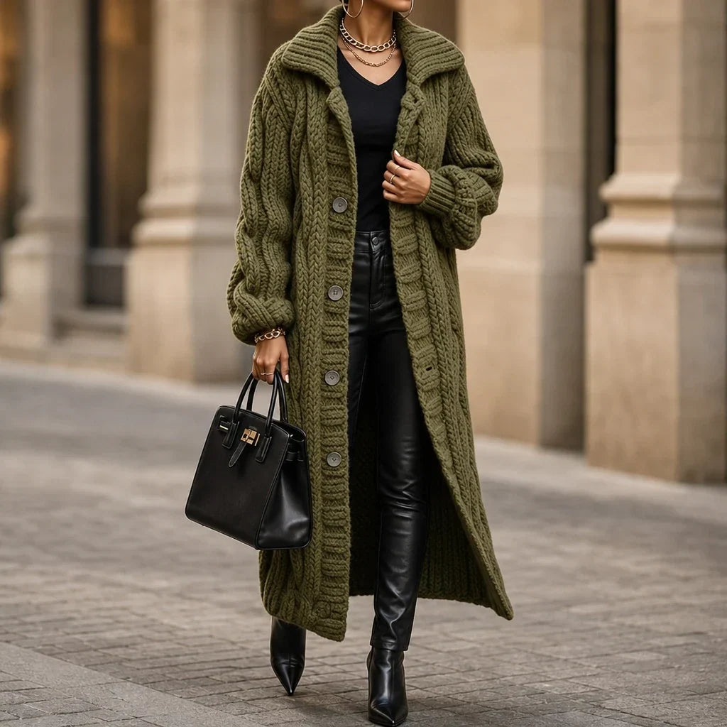 Cablehaven – Oversized Cable-Knit Long Cardigan
