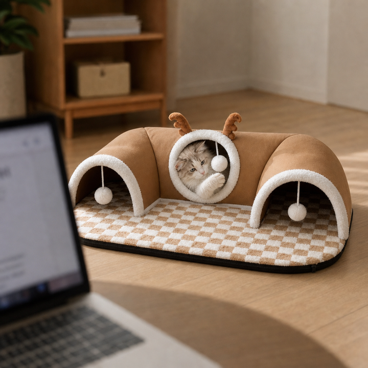 3-In-1 Cozy Cat Tunnel Bed