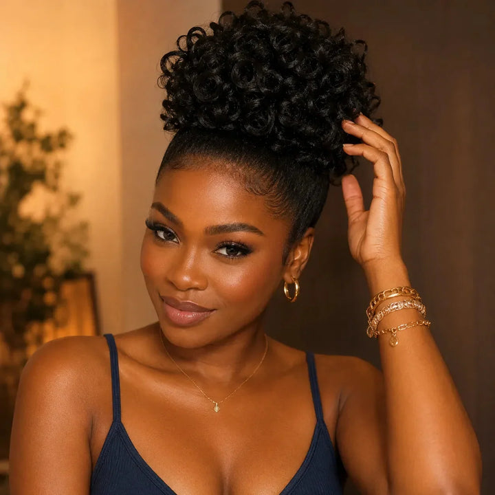 Curlova Curly Drawstring Bun Hair Extension - Elena Harper