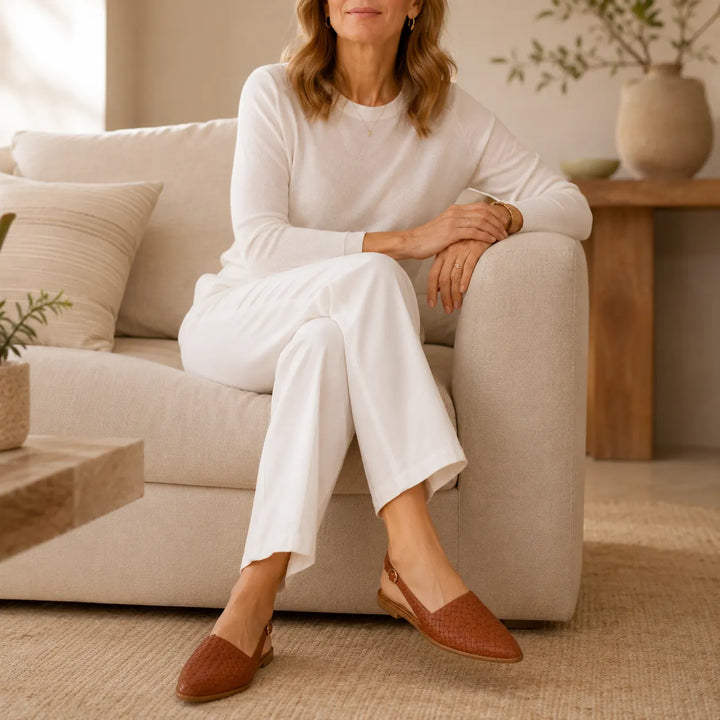 Aurora Woven Leather-Look Slingback Flats for Women - Elena Harper