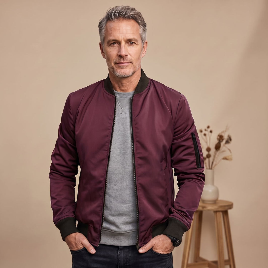 Thomas | Men's Bomber Jacket with Ribbed Cuffs Lightweight Insulated Transitional Jacket