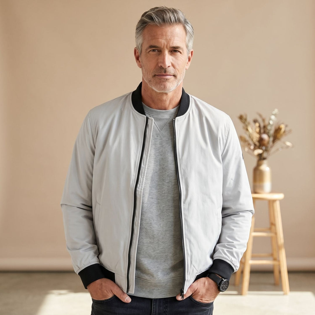Thomas | Men's Bomber Jacket with Ribbed Cuffs Lightweight Insulated Transitional Jacket