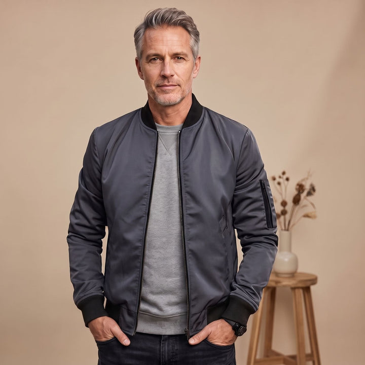 Thomas | Men's Bomber Jacket with Ribbed Cuffs Lightweight Insulated Transitional Jacket