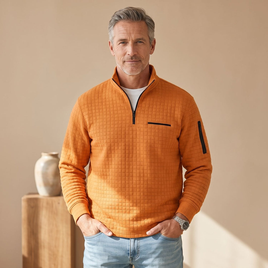 Sebastian | Men's Troyer Pullover Half Zip Structured Stand Collar Sweater