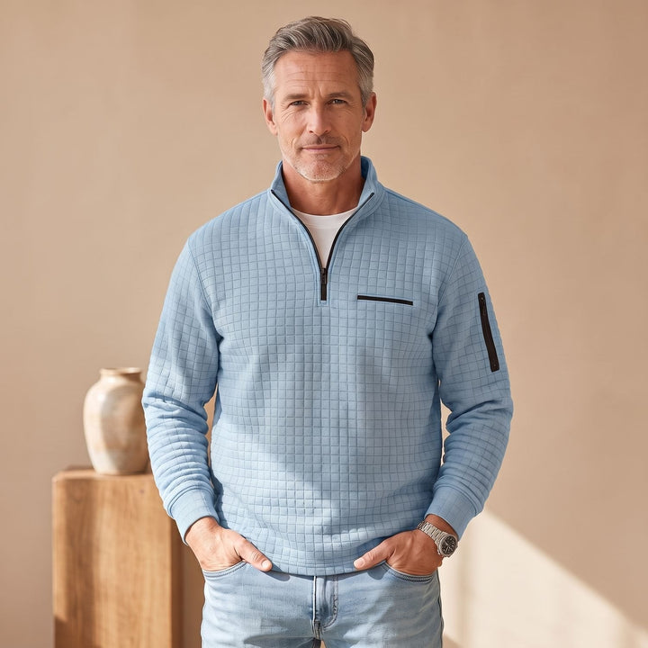 Sebastian | Men's Troyer Pullover Half Zip Structured Stand Collar Sweater