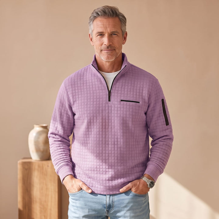 Sebastian | Men's Troyer Pullover Half Zip Structured Stand Collar Sweater