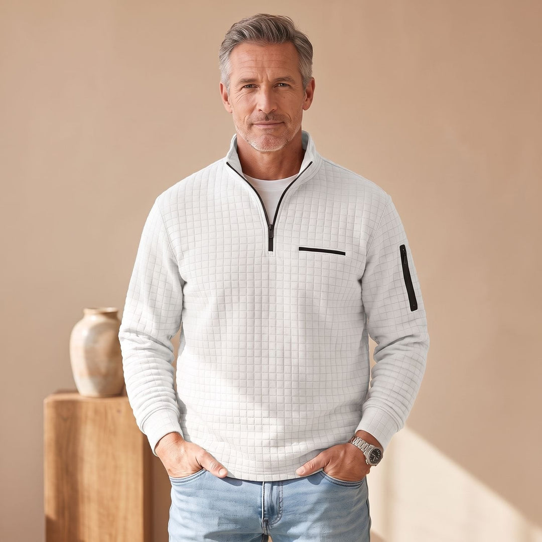 Sebastian | Men's Troyer Pullover Half Zip Structured Stand Collar Sweater