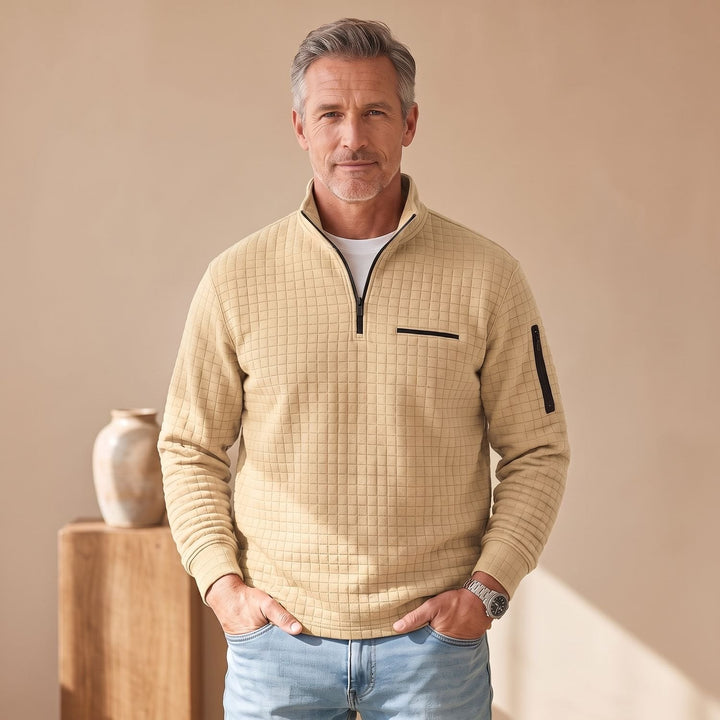 Sebastian | Men's Troyer Pullover Half Zip Structured Stand Collar Sweater