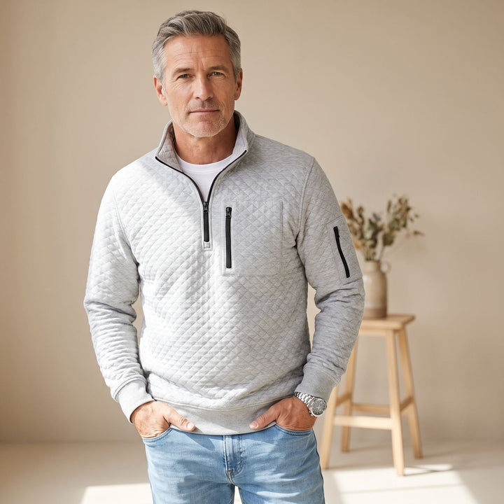 Sebastian | Men's Troyer Pullover Half Zip Structured Stand Collar Sweater