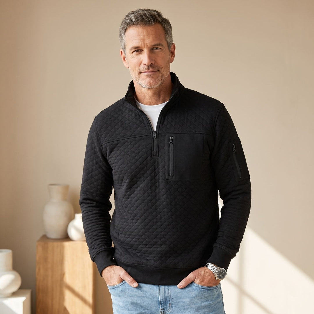 Sebastian | Men's Troyer Pullover Half Zip Structured Stand Collar Sweater