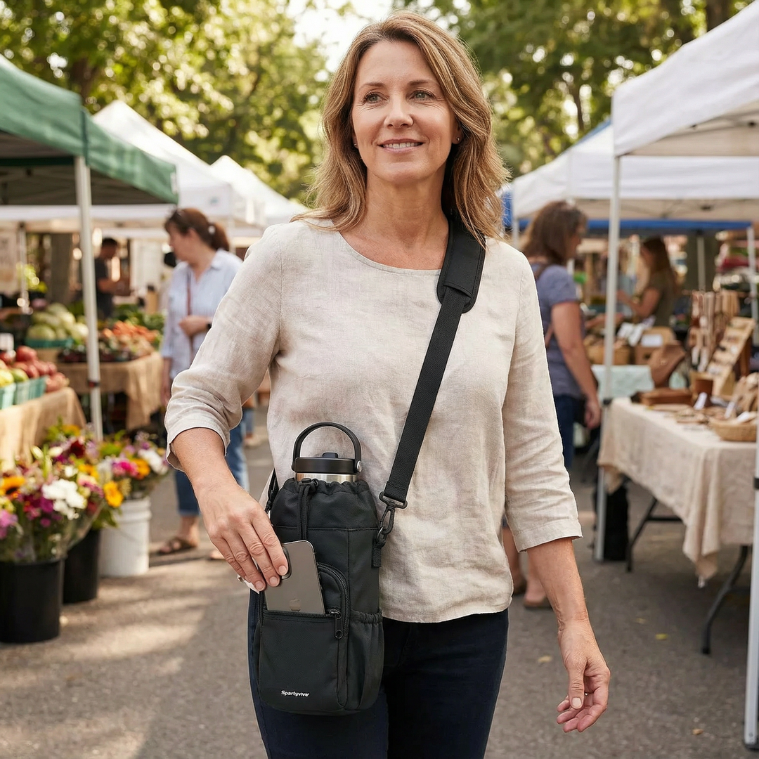 Carryvive Insulated Water Bottle Carrier with Phone Pocket - Elena Harper