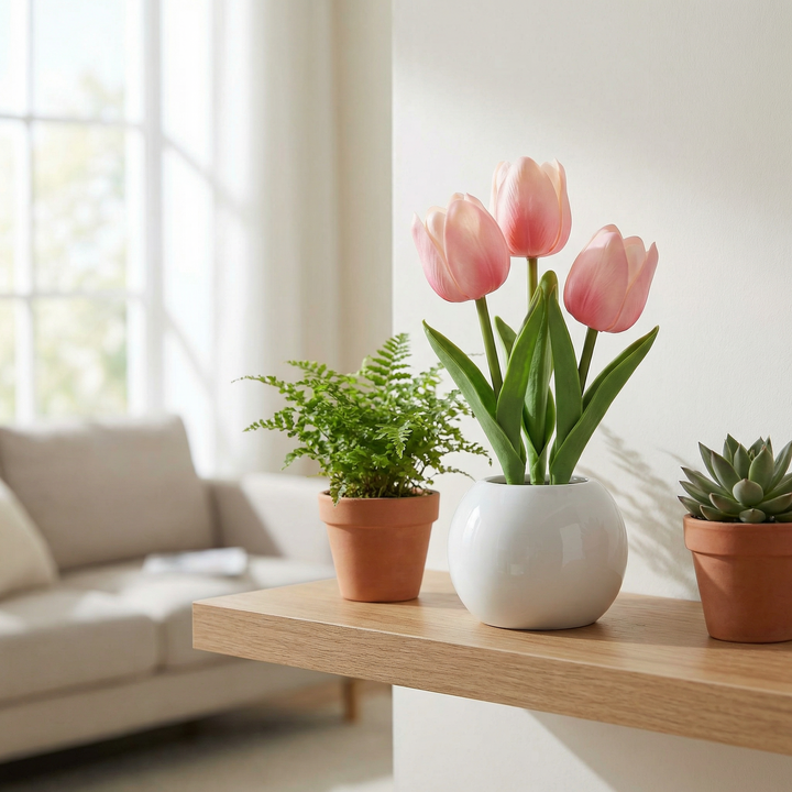 Bloomora LED Tulip Lamp with Ceramic Vase - Elena Harper