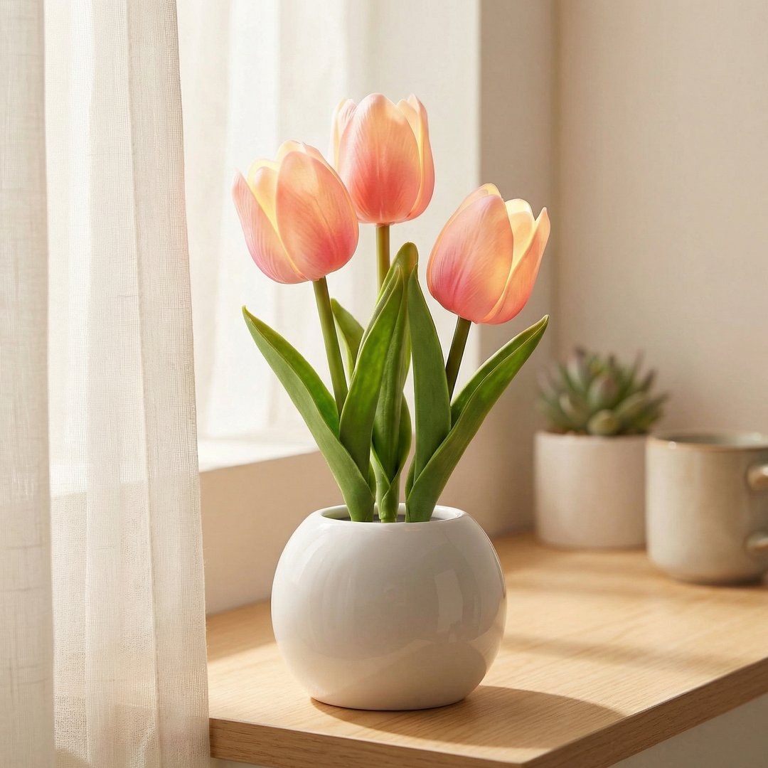 Bloomora LED Tulip Lamp with Ceramic Vase - Elena Harper