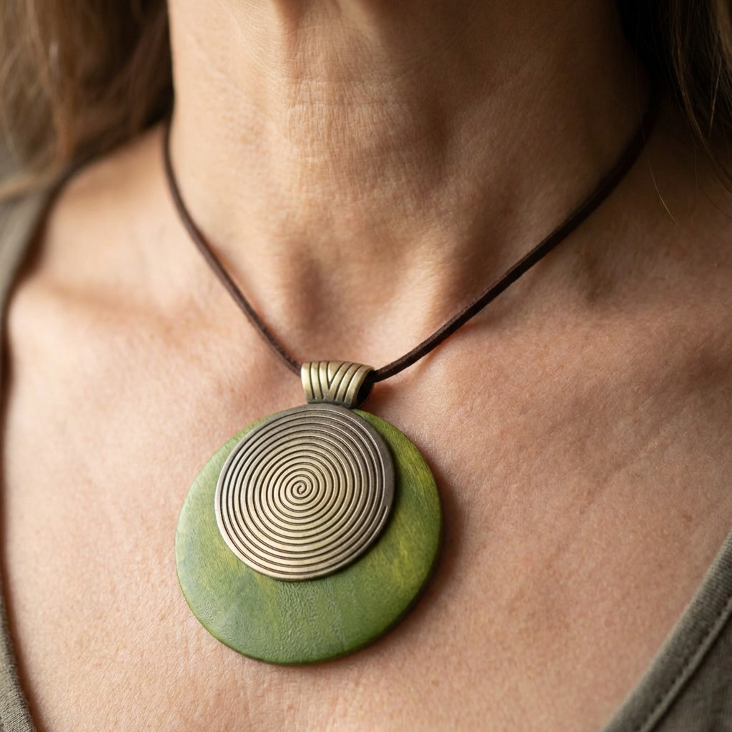 Bohemian Retro Style Spiral Medallion Pendant Long Necklace - Elena Harper