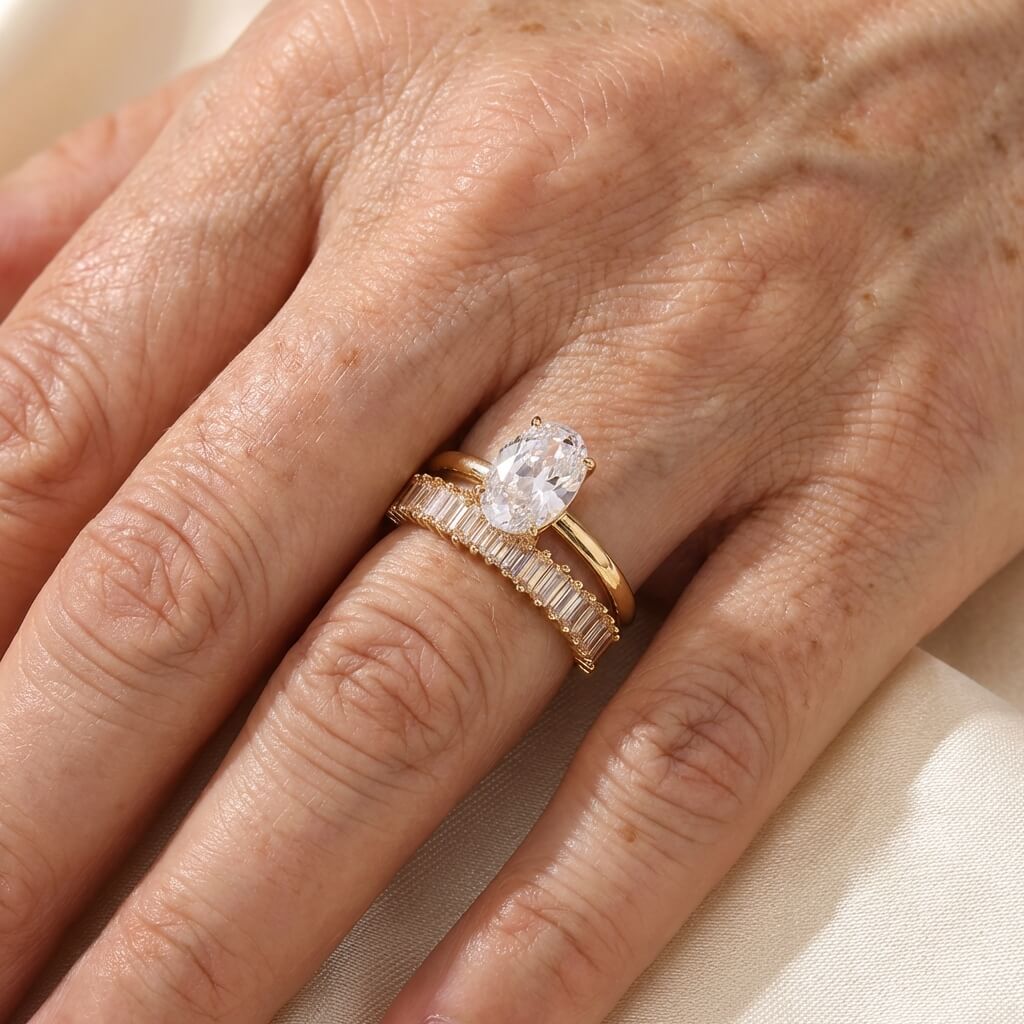 Elegant Vintage Sparkling Zirconia Stacked Rings Set - Elena Harper