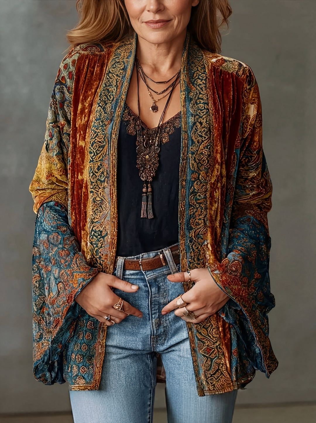 Aria Boho Kimono Jacket - Elena Harper