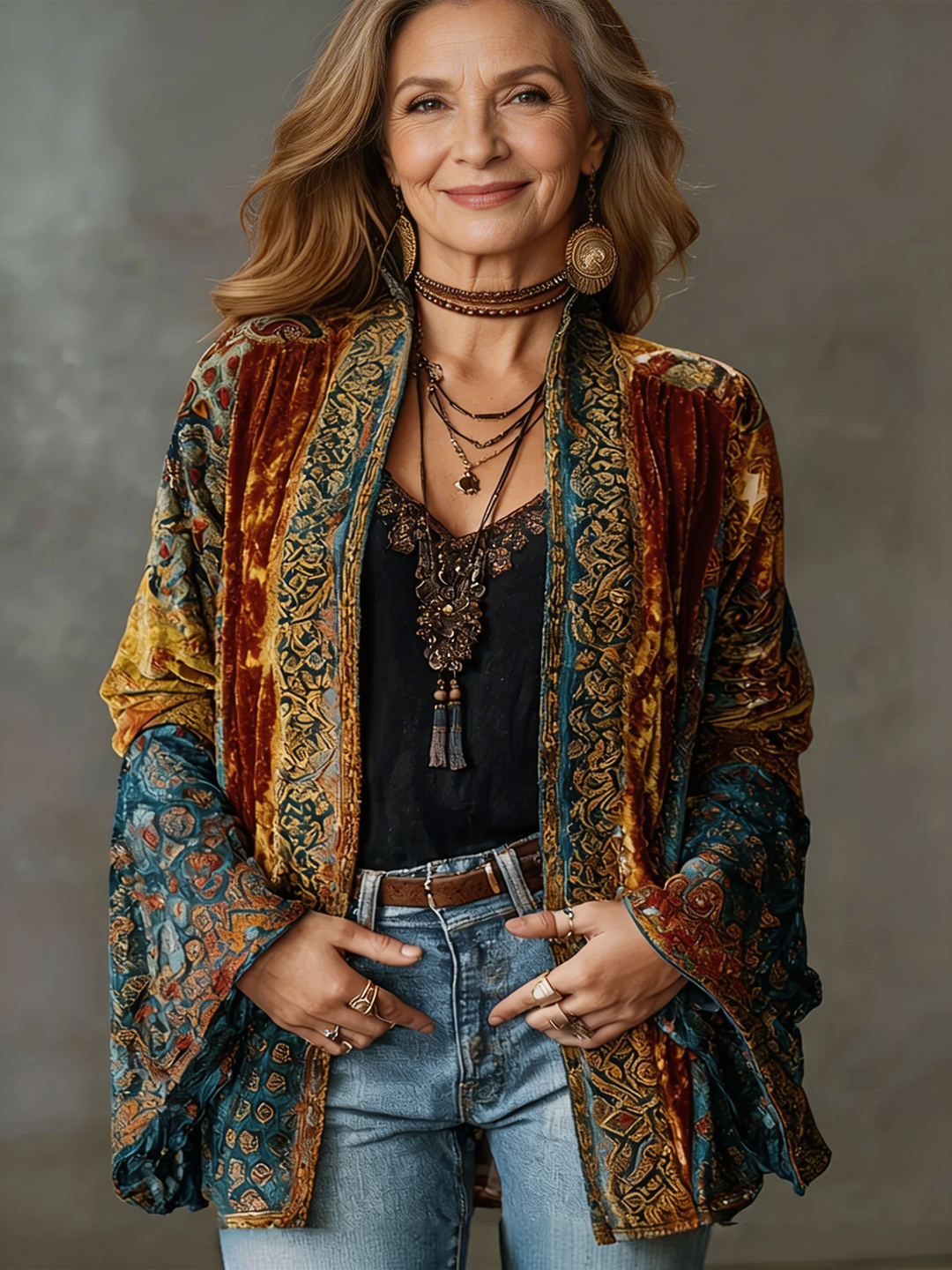 Darcy Boho Embroidered Kimono Cardigan - Elena Harper