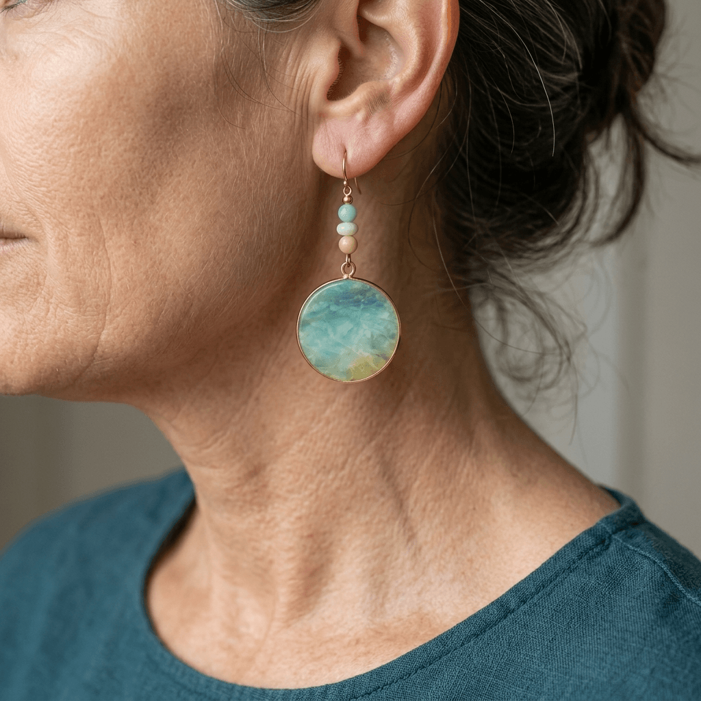 Bohemian Multicolor Natural Stone Pendant Drop Earrings - Elena Harper