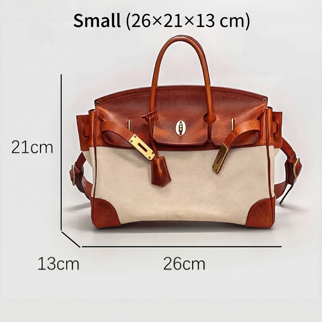 Dali Travel Duffle Bag with Leather Trim and Gold-Tone Hardware - Elena Harper