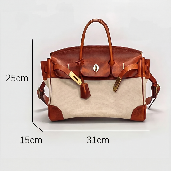 Dali Travel Duffle Bag with Leather Trim and Gold-Tone Hardware - Elena Harper