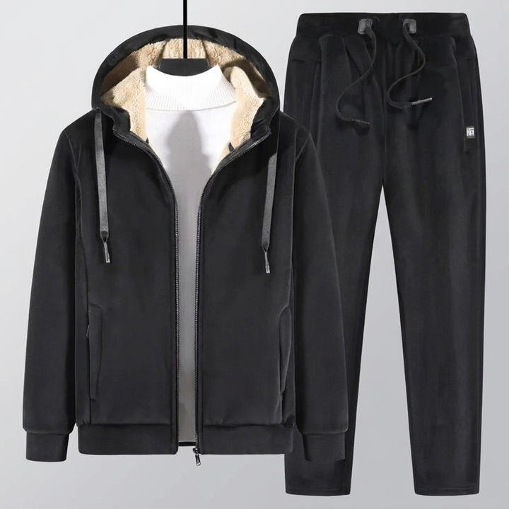 Men’s Borg Hoodie & Trousers Tracksuit Set, view 3 - Elena Harper