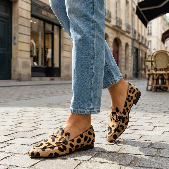 Women's Leopard Print Pointed Toe Loafers Slip-On Flats