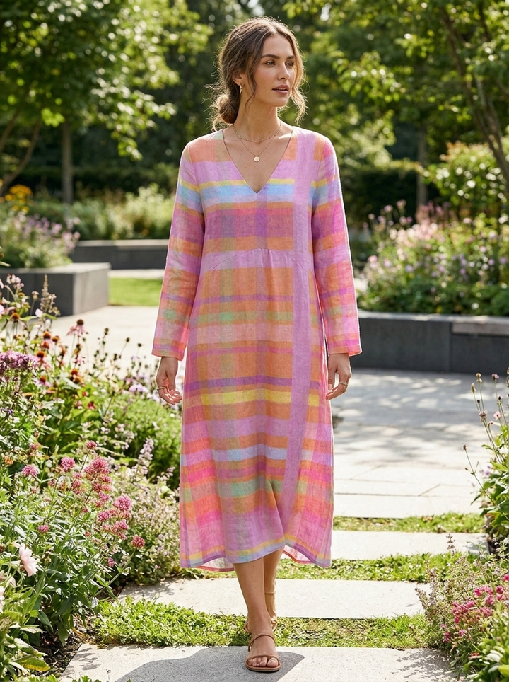 Women's Striped Midi Dress | Pastel