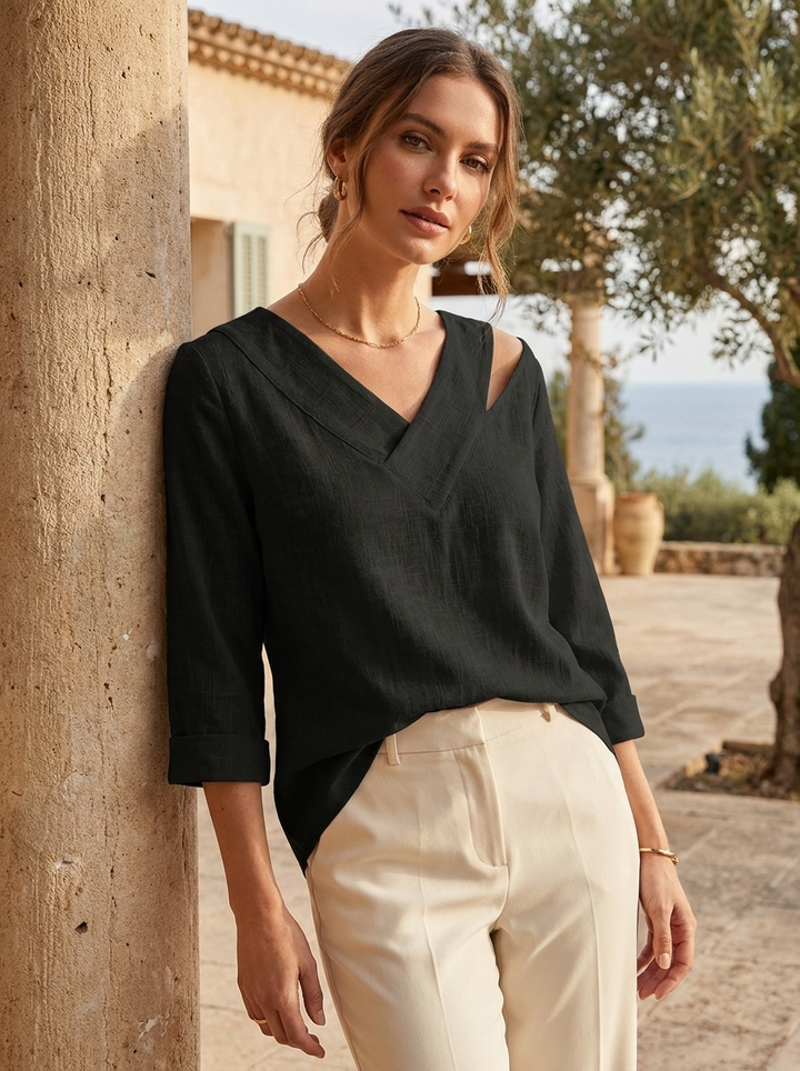 Women's Asymmetrical Top | V-Neck