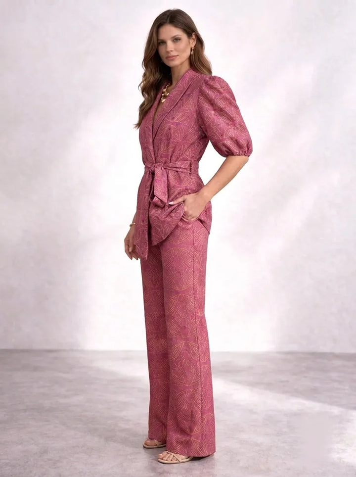 Women's Two-Piece Set with Tie Belt
