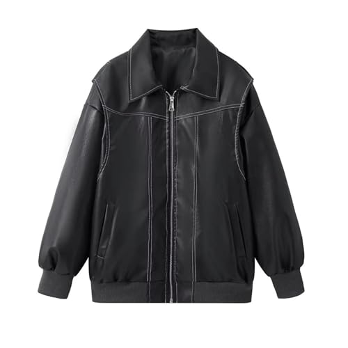 Women's Oversized Faux Leather Biker Style Jacket