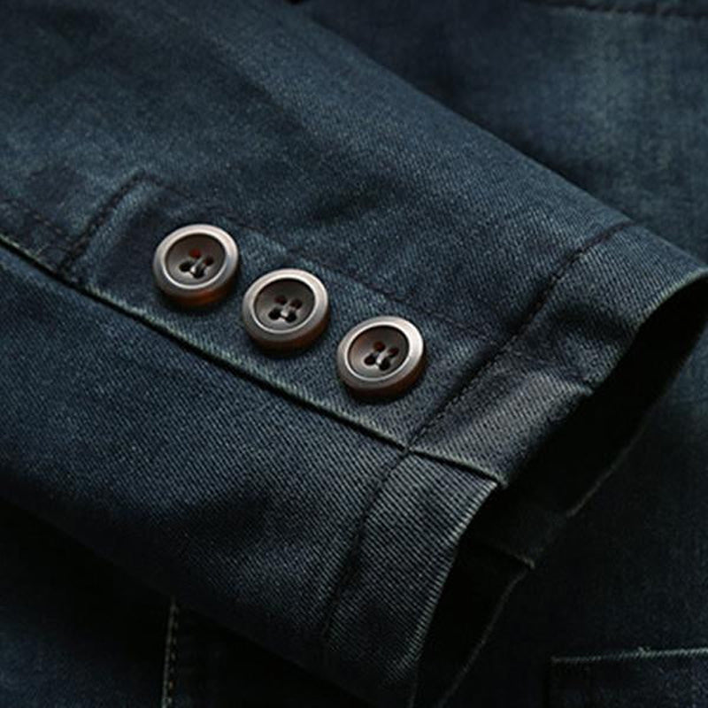 Men's jacket with tailored fit, button placket, and modern lapels, view 3 - Elena Harper