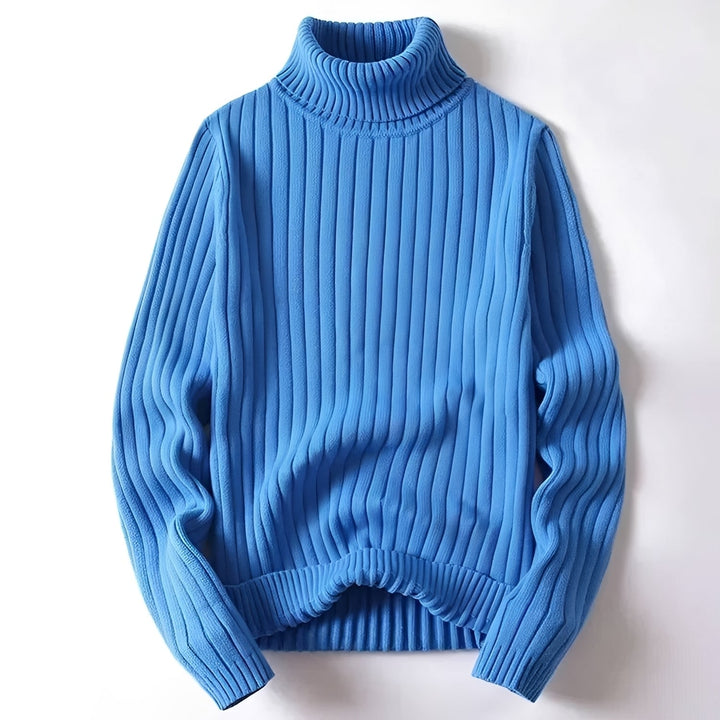 Men's Turtleneck Sweater with Ribbed Pattern Regular Fit - Elena Harper