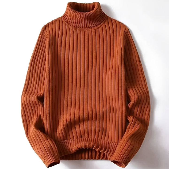 Men's Turtleneck Sweater with Ribbed Pattern Regular Fit, view 2 - Elena Harper