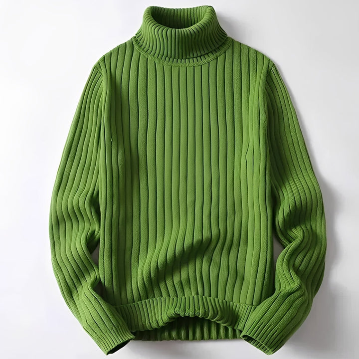 Men's Turtleneck Sweater with Ribbed Pattern Regular Fit, view 3 - Elena Harper