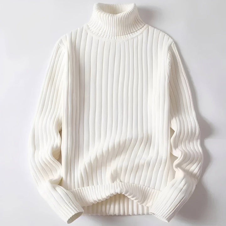 Men's Turtleneck Sweater with Ribbed Pattern Regular Fit, view 4 - Elena Harper