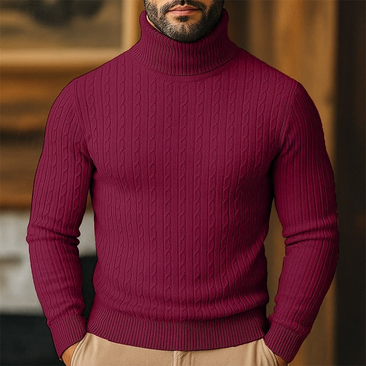 Curtis | Men's Cable Knit Turtleneck Sweater with Full Collar