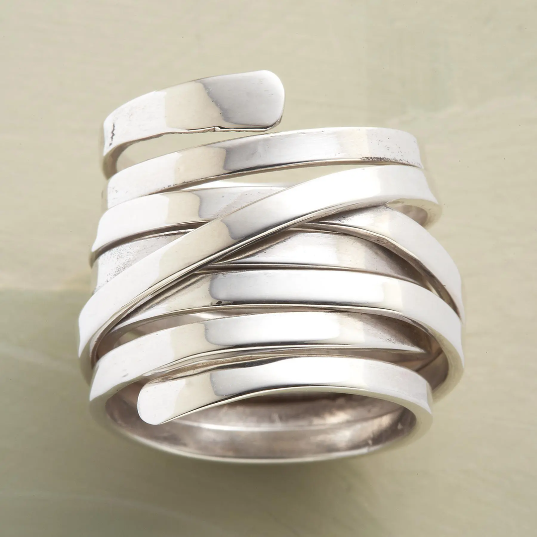 Bliss Vintage Thick Layer Silver Ring - Elena Harper