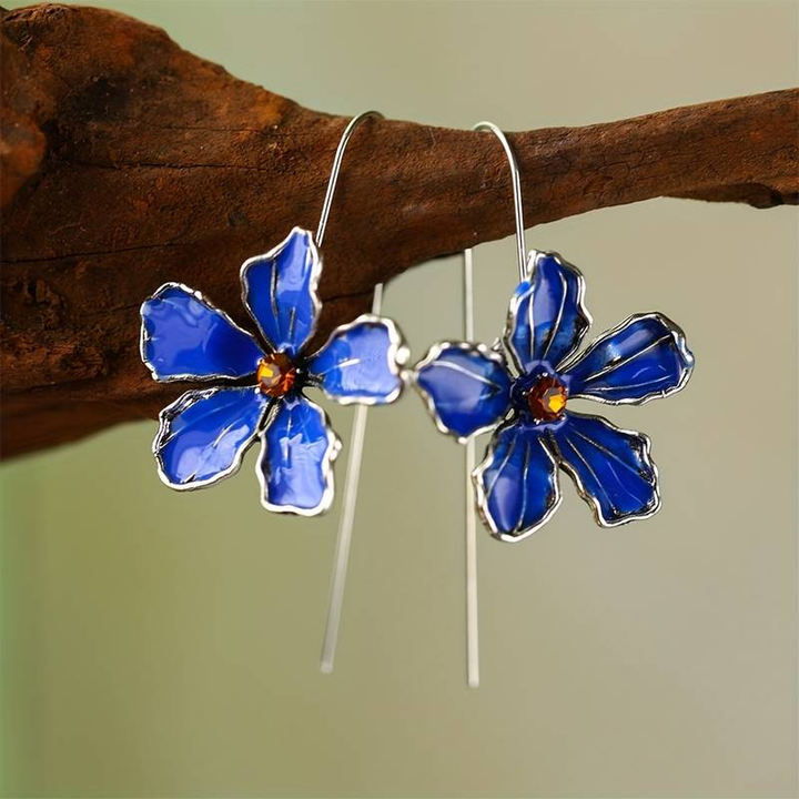 Blue Vintage Flower Earrings - Elena Harper