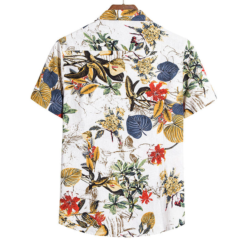 Elegant Short-Sleeve Shirt for Men with Vintage Print