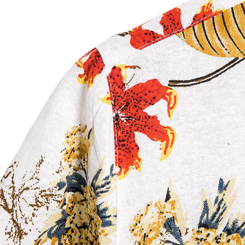 Elegant Short-Sleeve Shirt for Men with Vintage Print