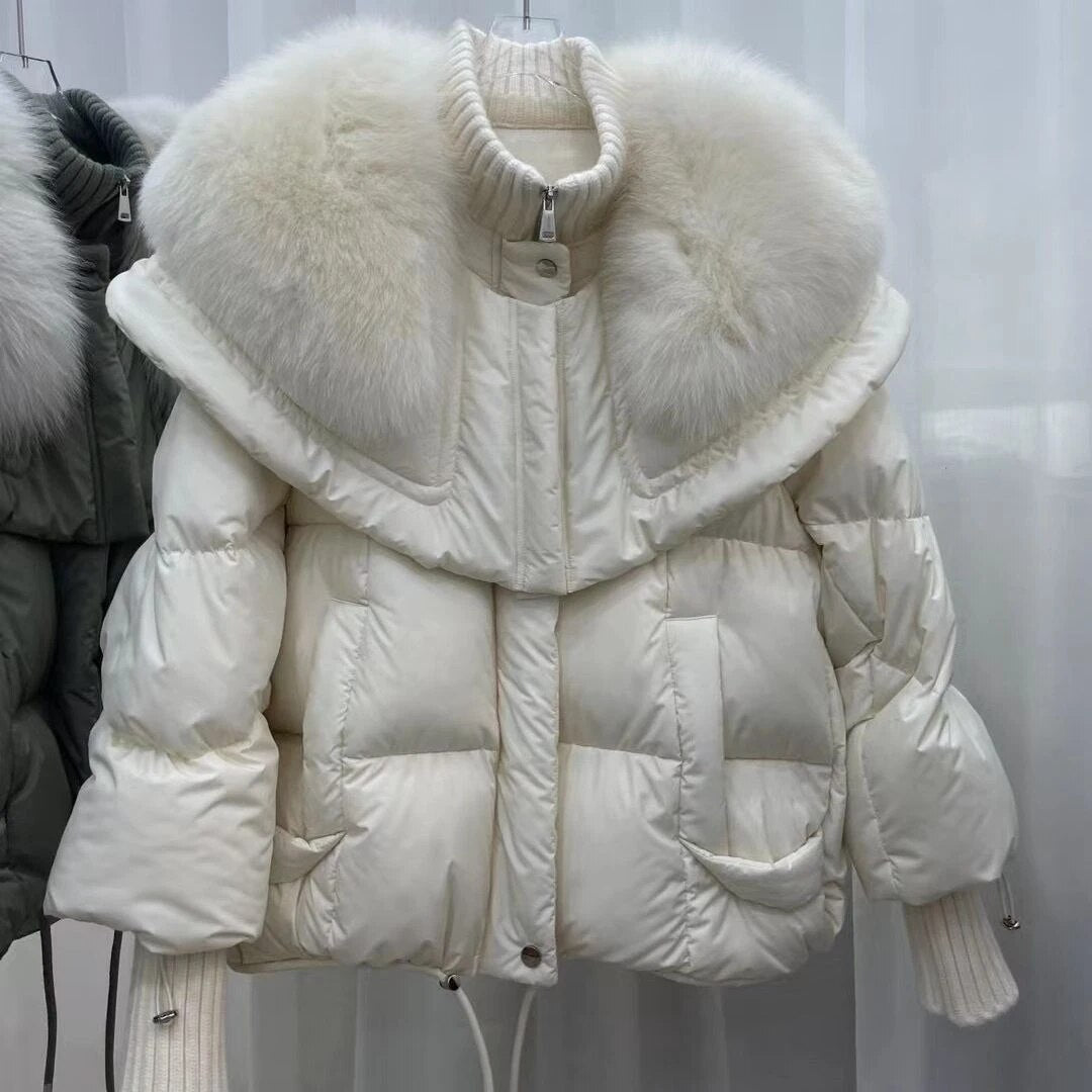 Sylvie - Chic Short Down Jacket with Fur Collar